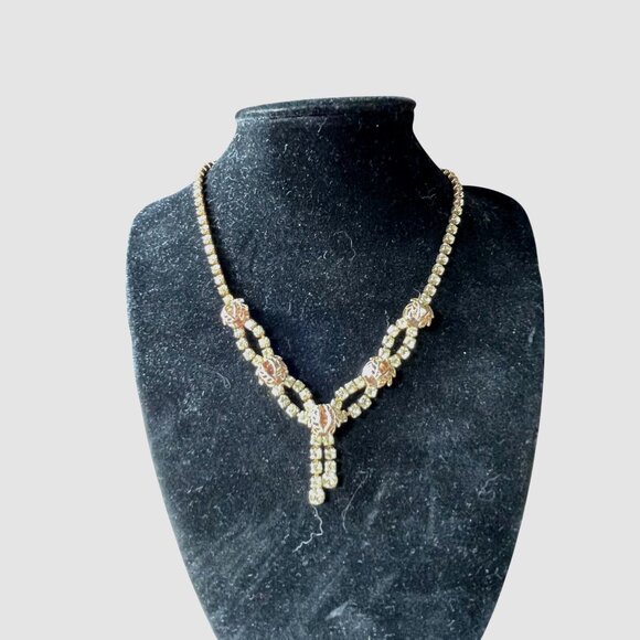 Vintage Rhinestone Statement Necklaces Set Of 2 With Gold-Tone Chains & Intricat - Picture 5 of 14